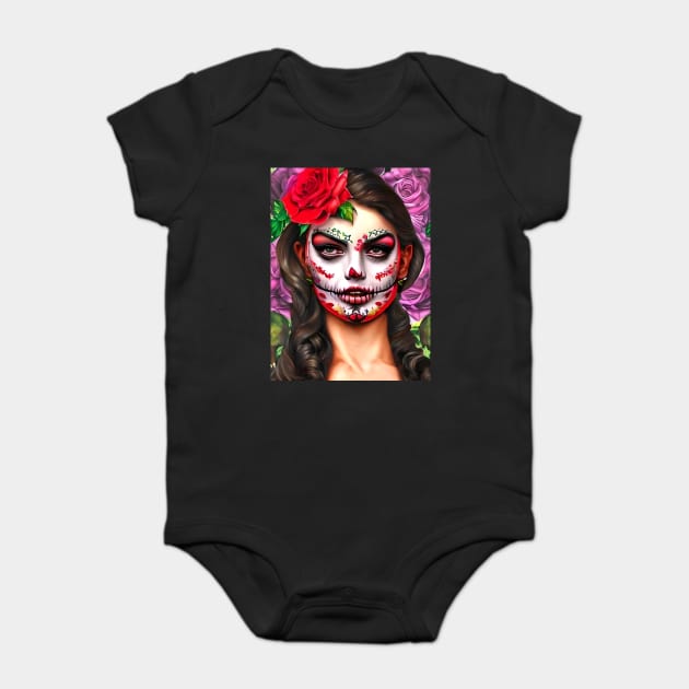 Day of the Dead Makeup Baby Bodysuit by animegirlnft